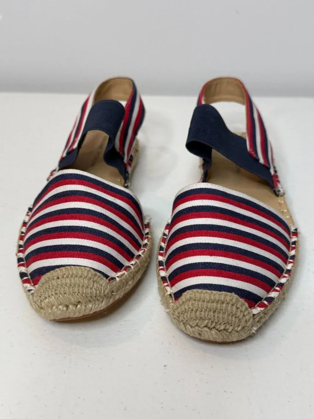 Adrienne Vittadini 7.5 Striped Espadrille Sandals Nautical Coastal Preppy Resort